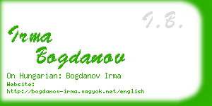 irma bogdanov business card